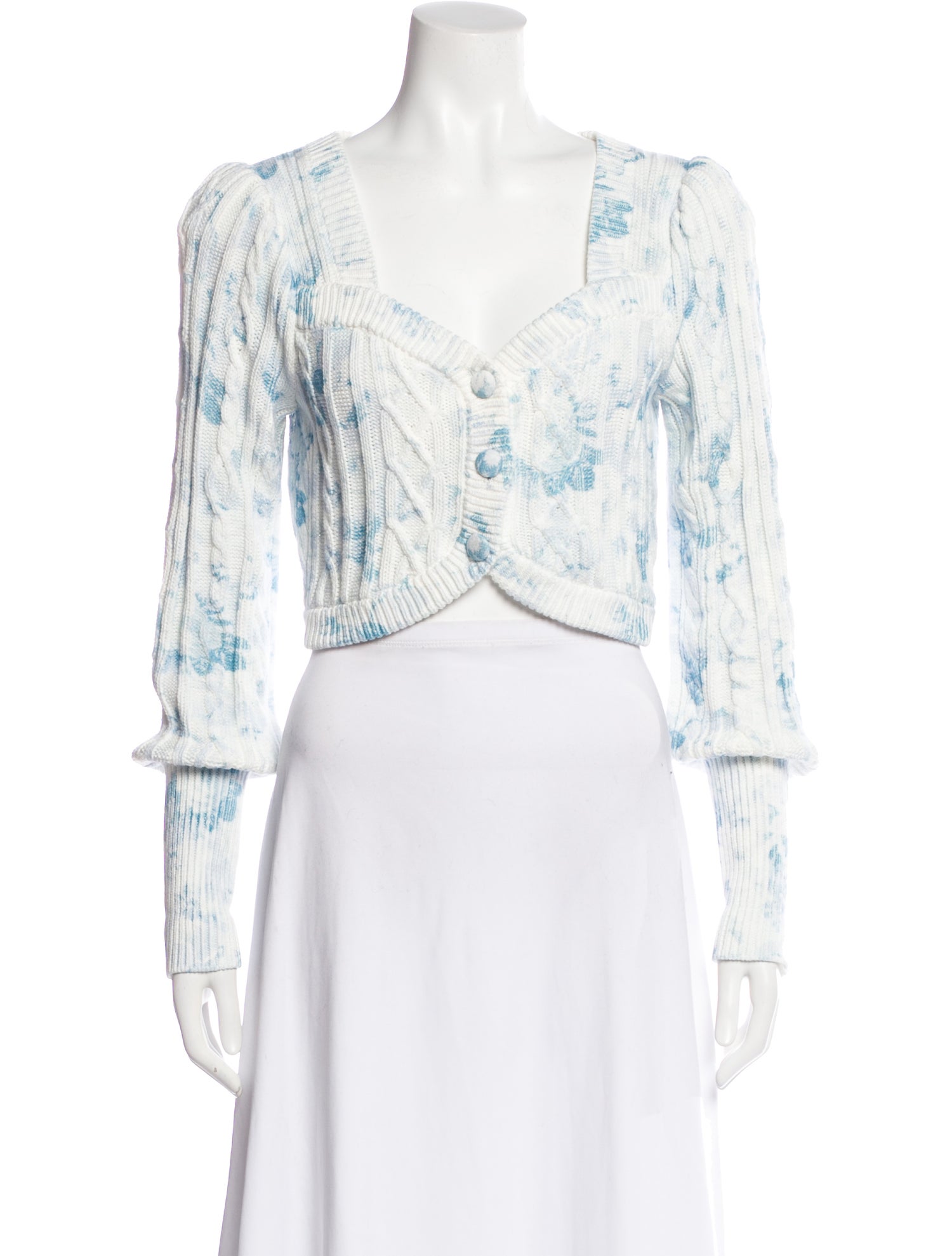 LoveShackFancy Printed V-Neck Sweater