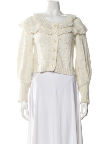 Pre-owned Loveshackfancy Angora Crew Neck Sweater In Neutral