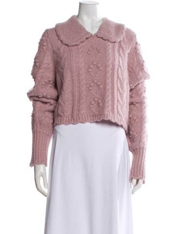 Pre-owned Loveshackfancy Cowl Neck Sweater In Purple