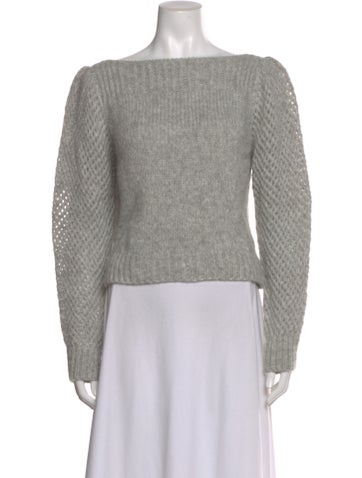 Pre-owned Loveshackfancy Baby Alpaca Bateau Neckline Sweater In Gray