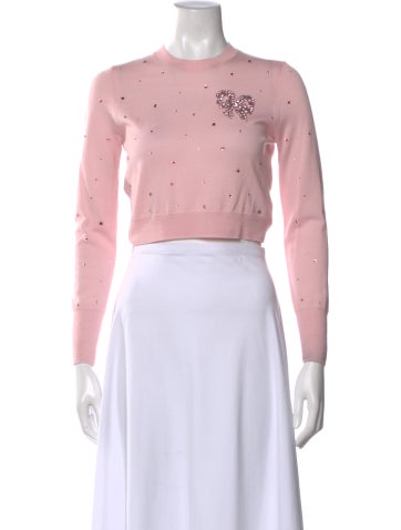 Pre-owned Loveshackfancy Wool Crew Neck Sweater In Pink