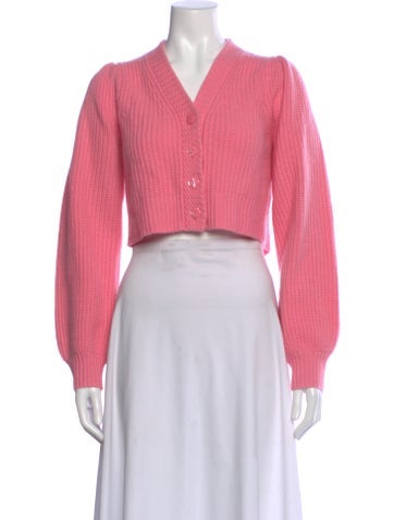 Pre-owned Loveshackfancy Wool V-neck Sweater In Pink