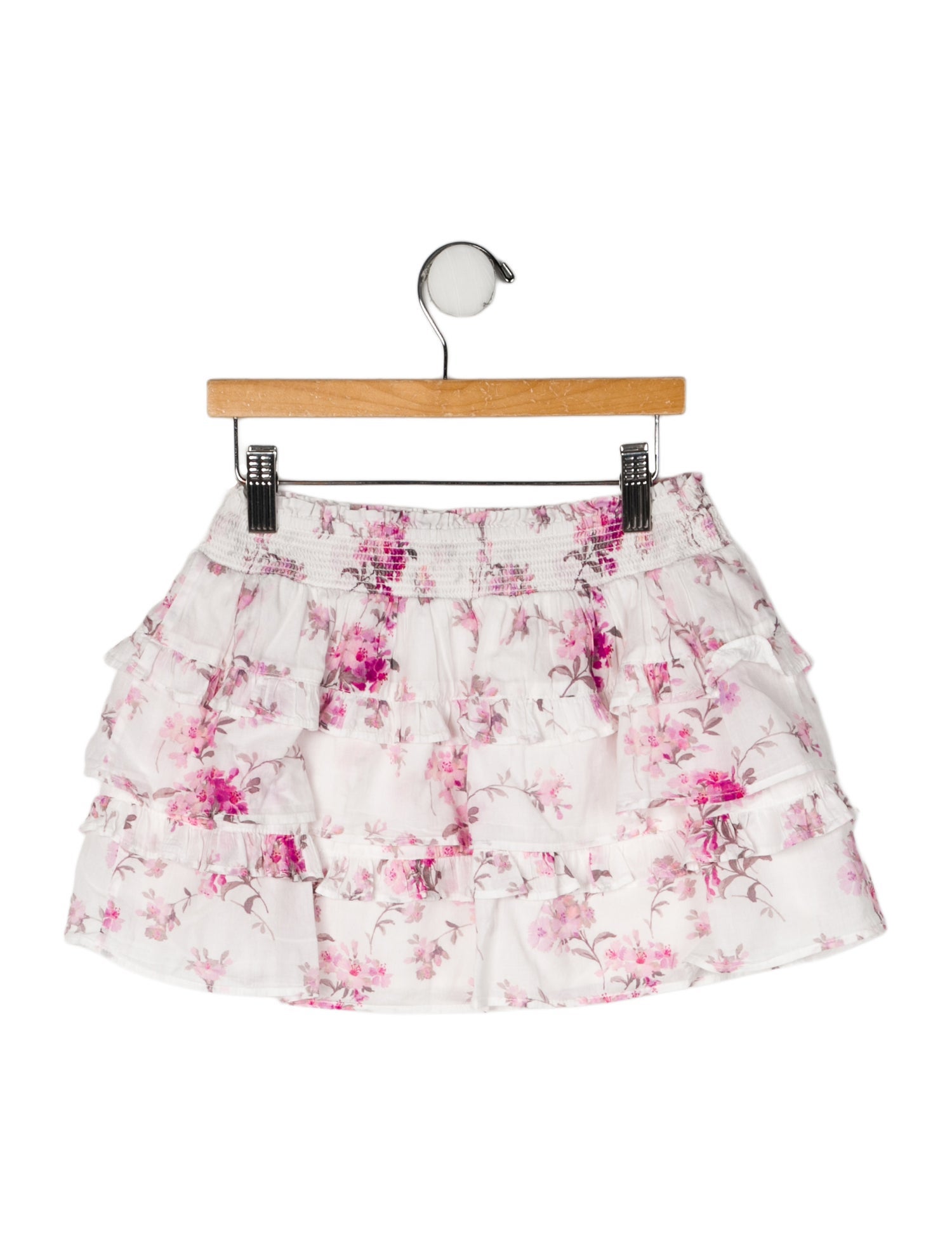 LoveShackFancy Cotton Floral Print Skirt