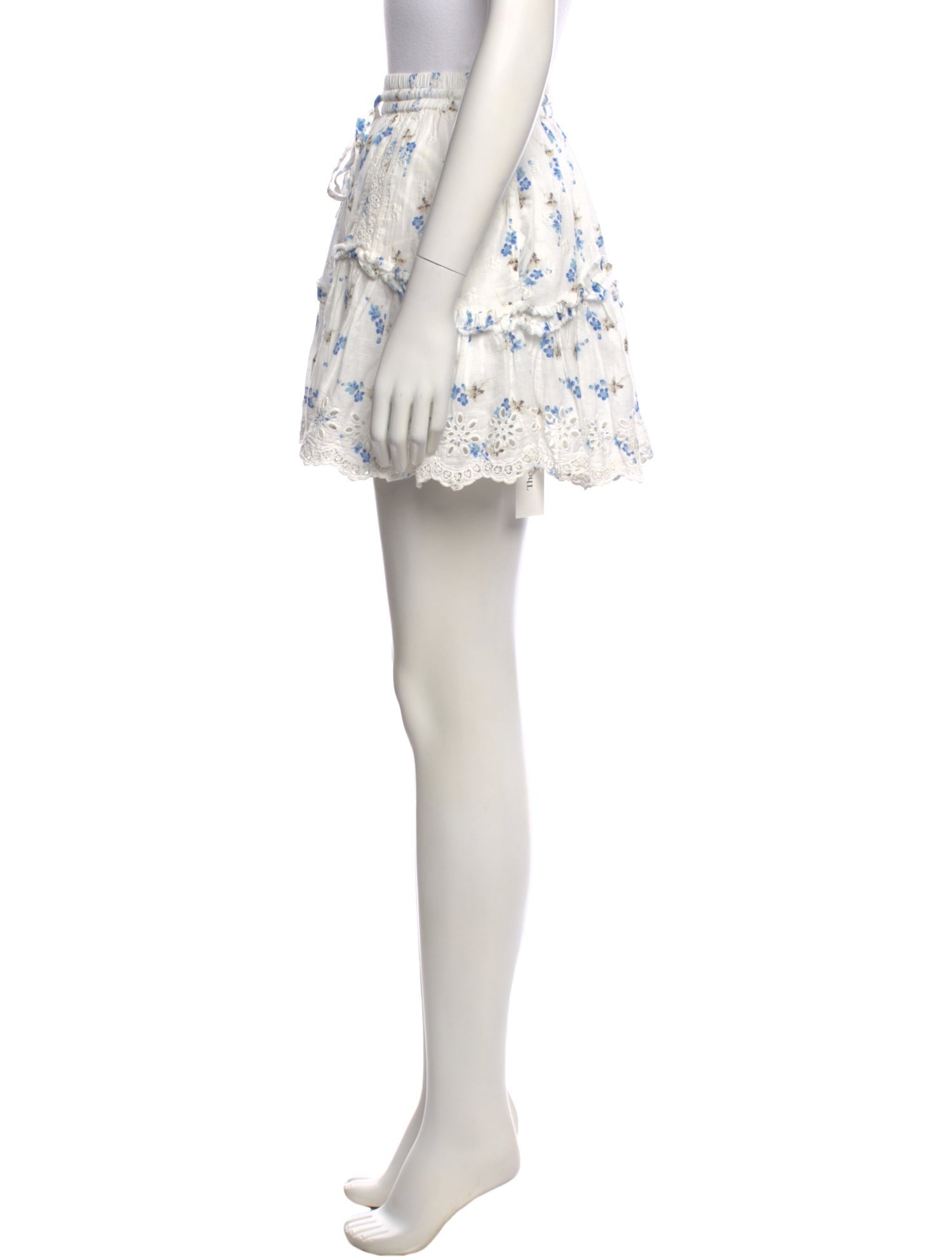 LoveShackFancy Floral Print Mini Skirt