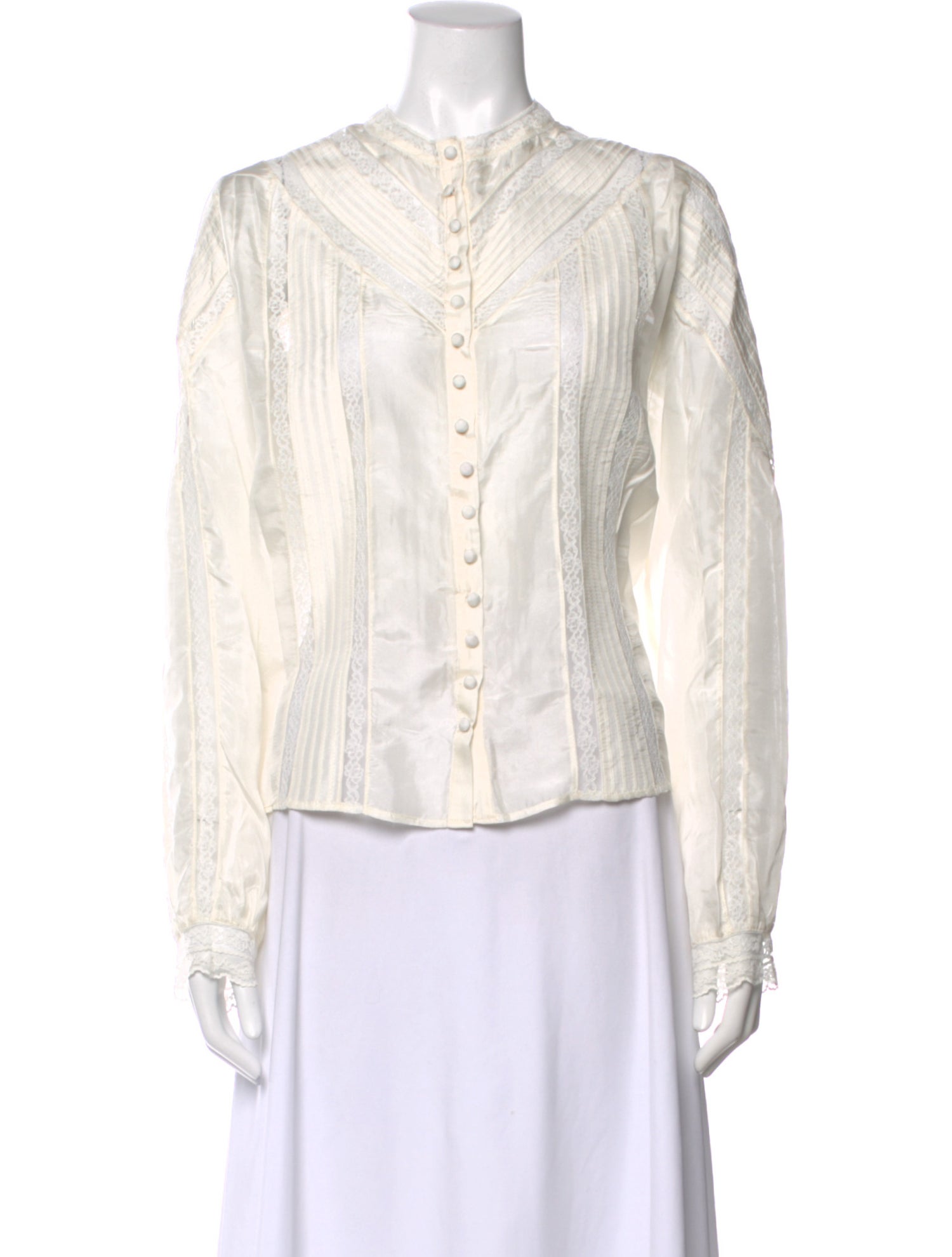 LoveShackFancy Silk Long Sleeve Blouse