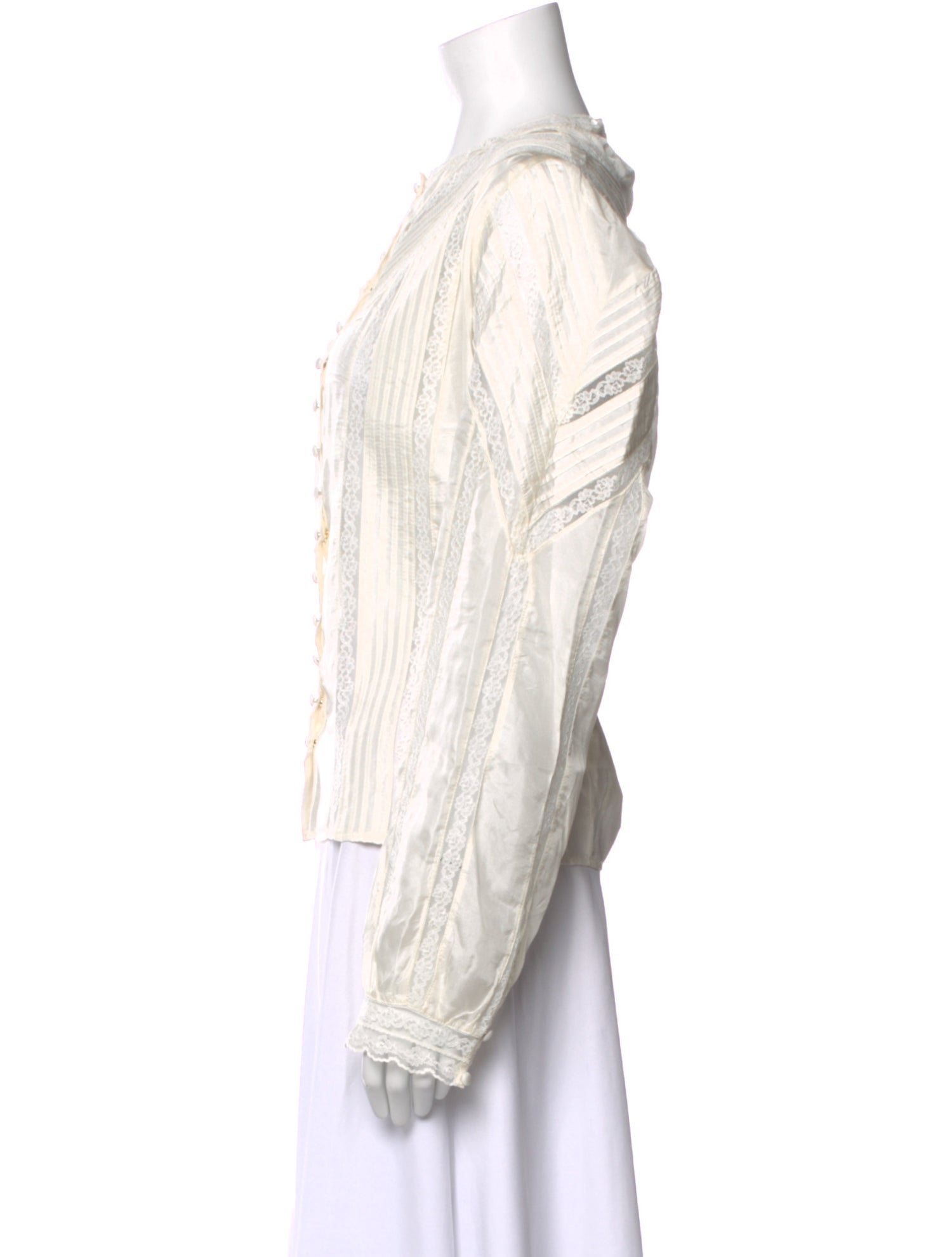 LoveShackFancy Silk Long Sleeve Blouse