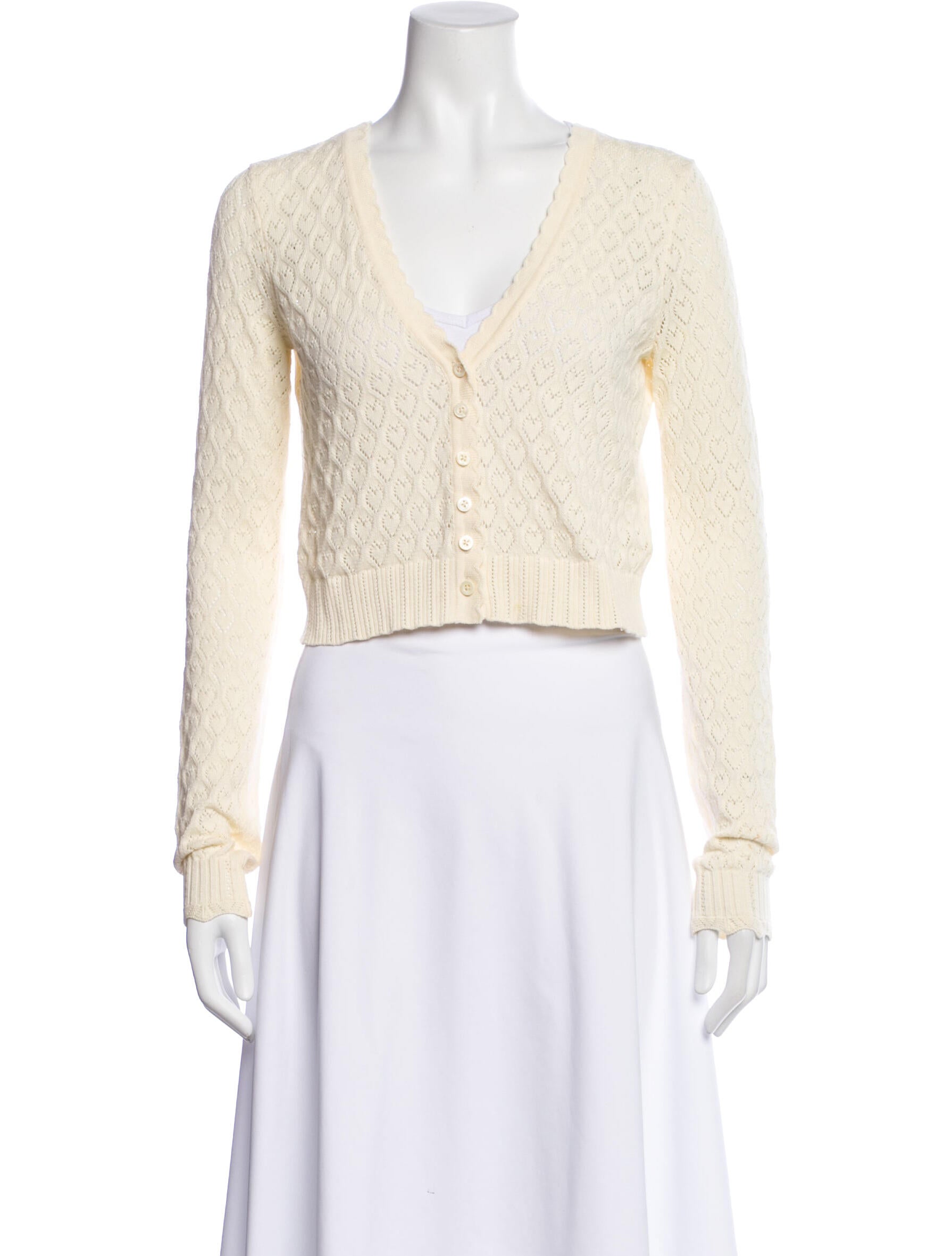 LoveShackFancy Patterned V-Neck Sweater
