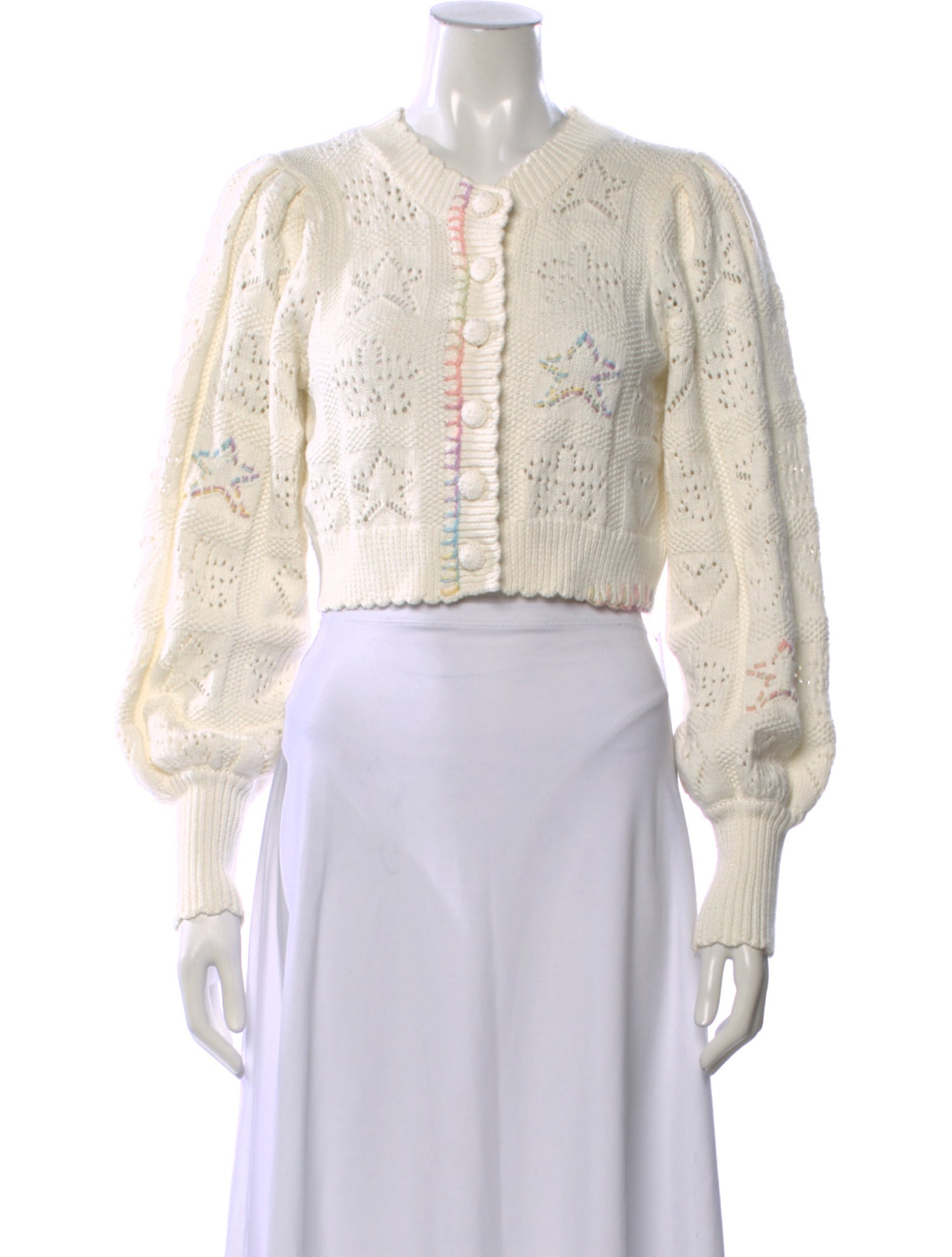 LoveShackFancy Lace Pattern Crew Neck Sweater