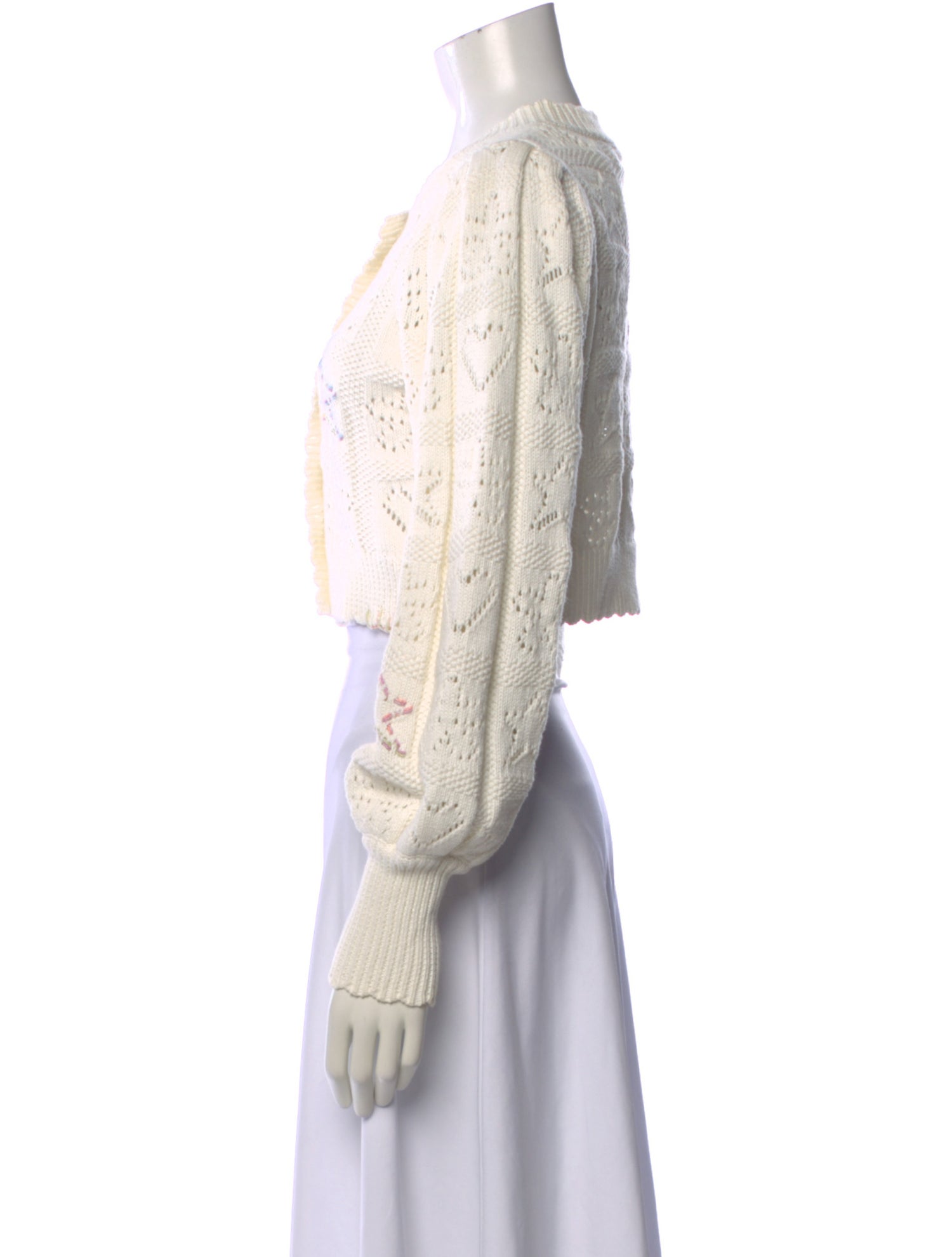 LoveShackFancy Lace Pattern Crew Neck Sweater