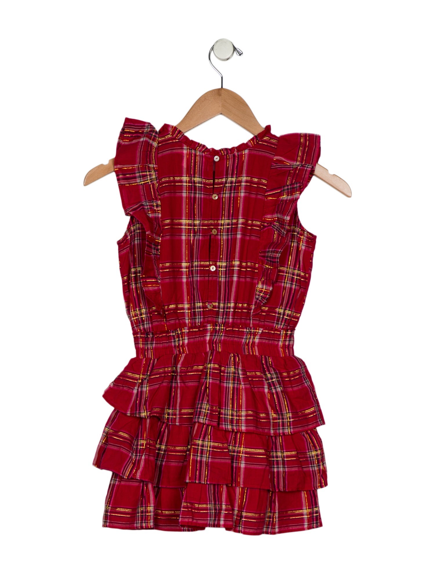 LoveShackFancy LoveShackFancy Girls' Sleeveless Plaid Print Dress
