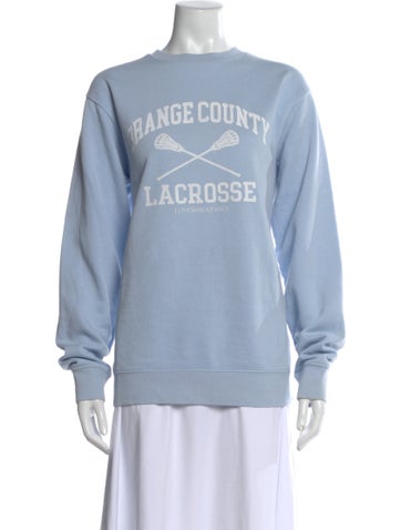Pre-owned Loveshackfancy Graphic Print Crew Neck Sweatshirt In Blue