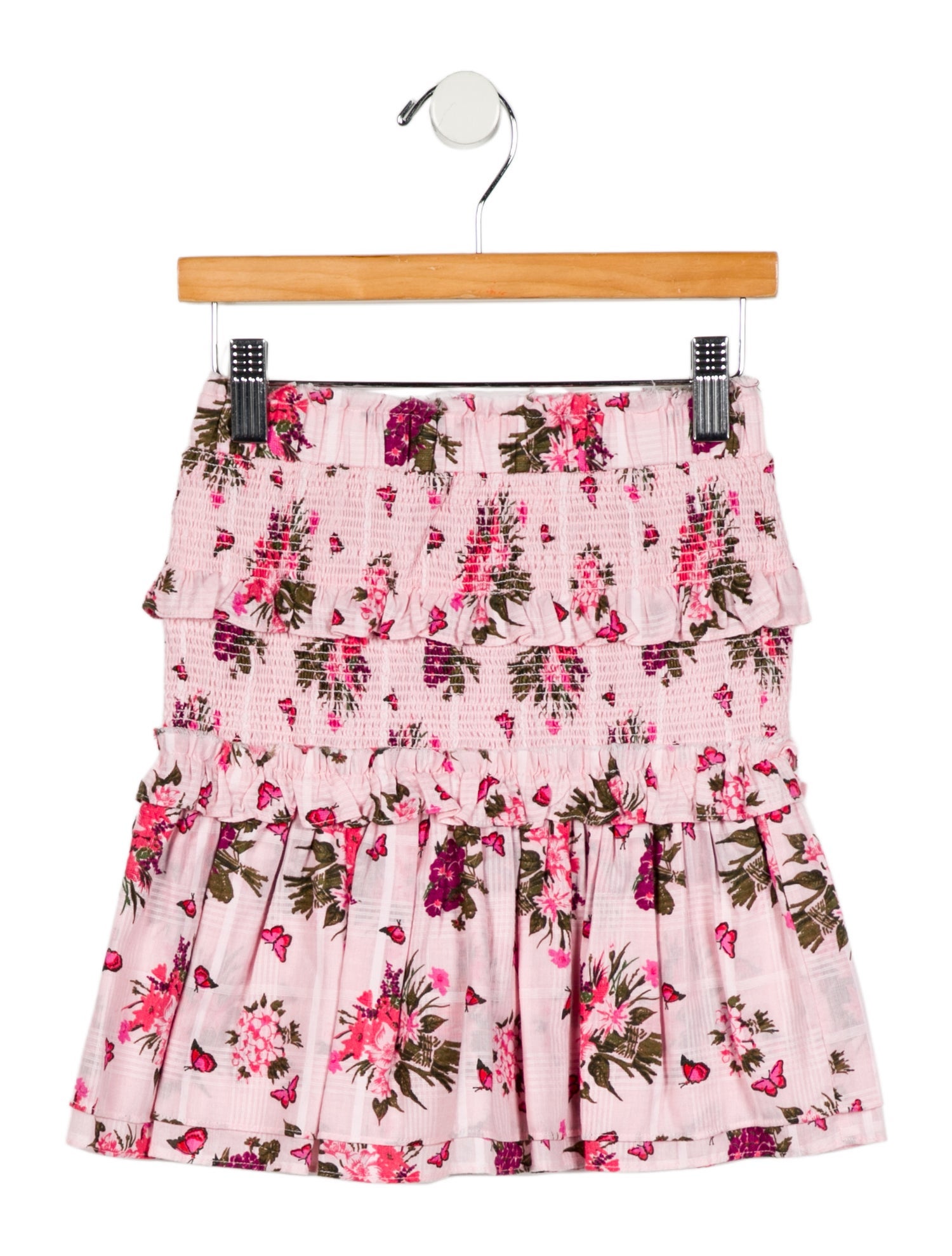 LoveShackFancy Girls' Pleated Raw Edge Trim Skirt