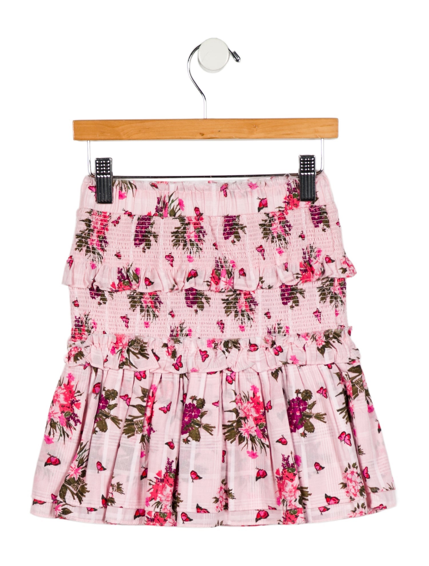 LoveShackFancy Girls' Pleated Raw Edge Trim Skirt