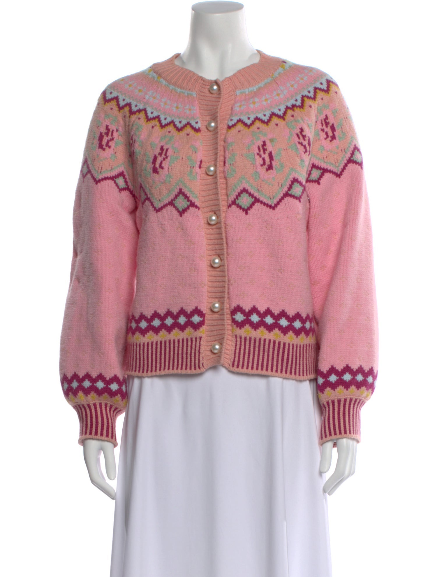 LoveShackFancy Patterned Crew Neck Sweater