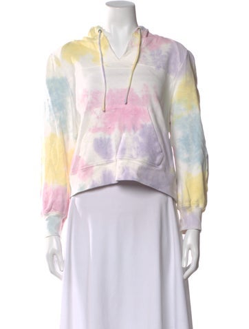 Pre-owned Loveshackfancy Tie-dye Print V-neck Hoodie In Purple
