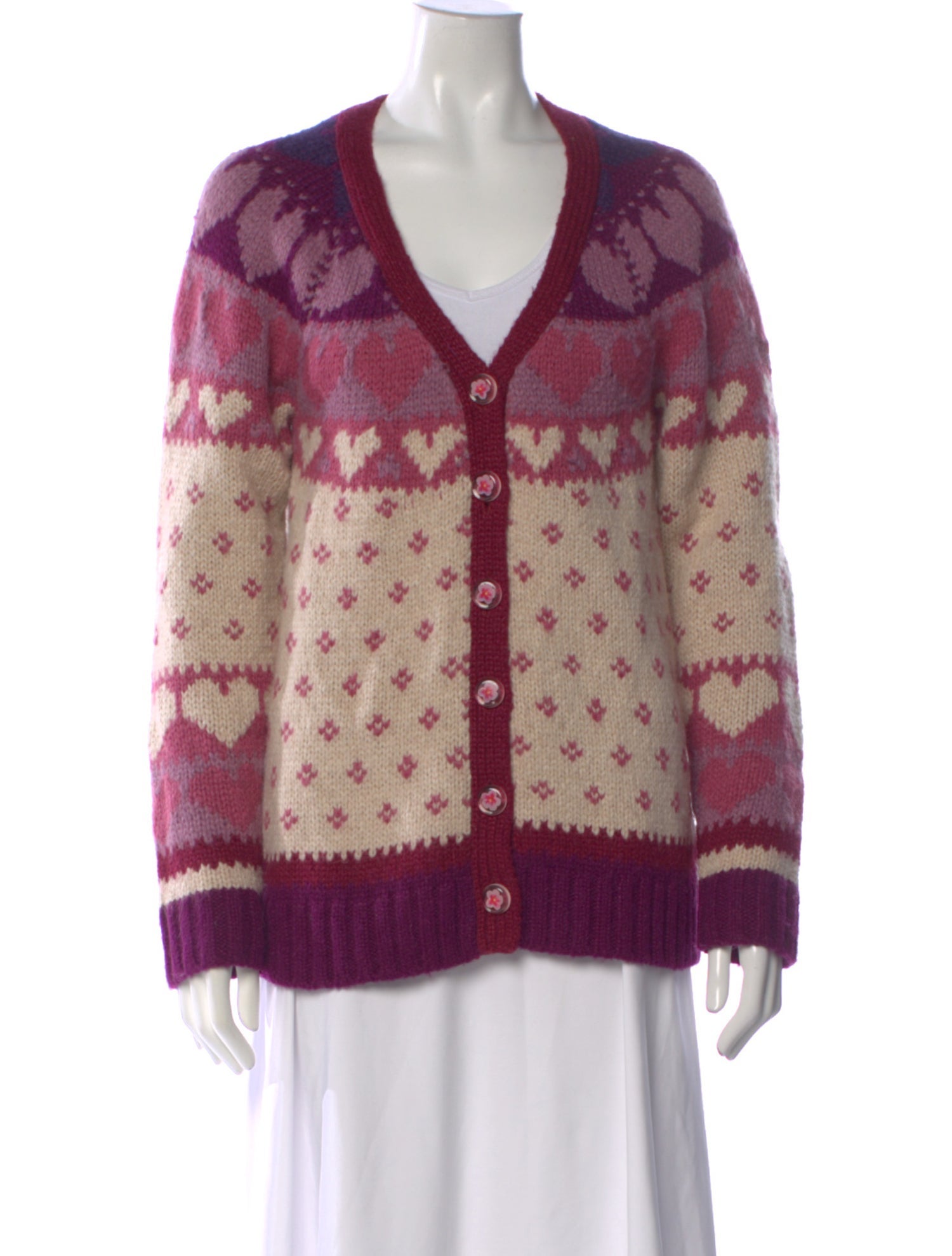 LoveShackFancy Floral Print V-Neck Sweater