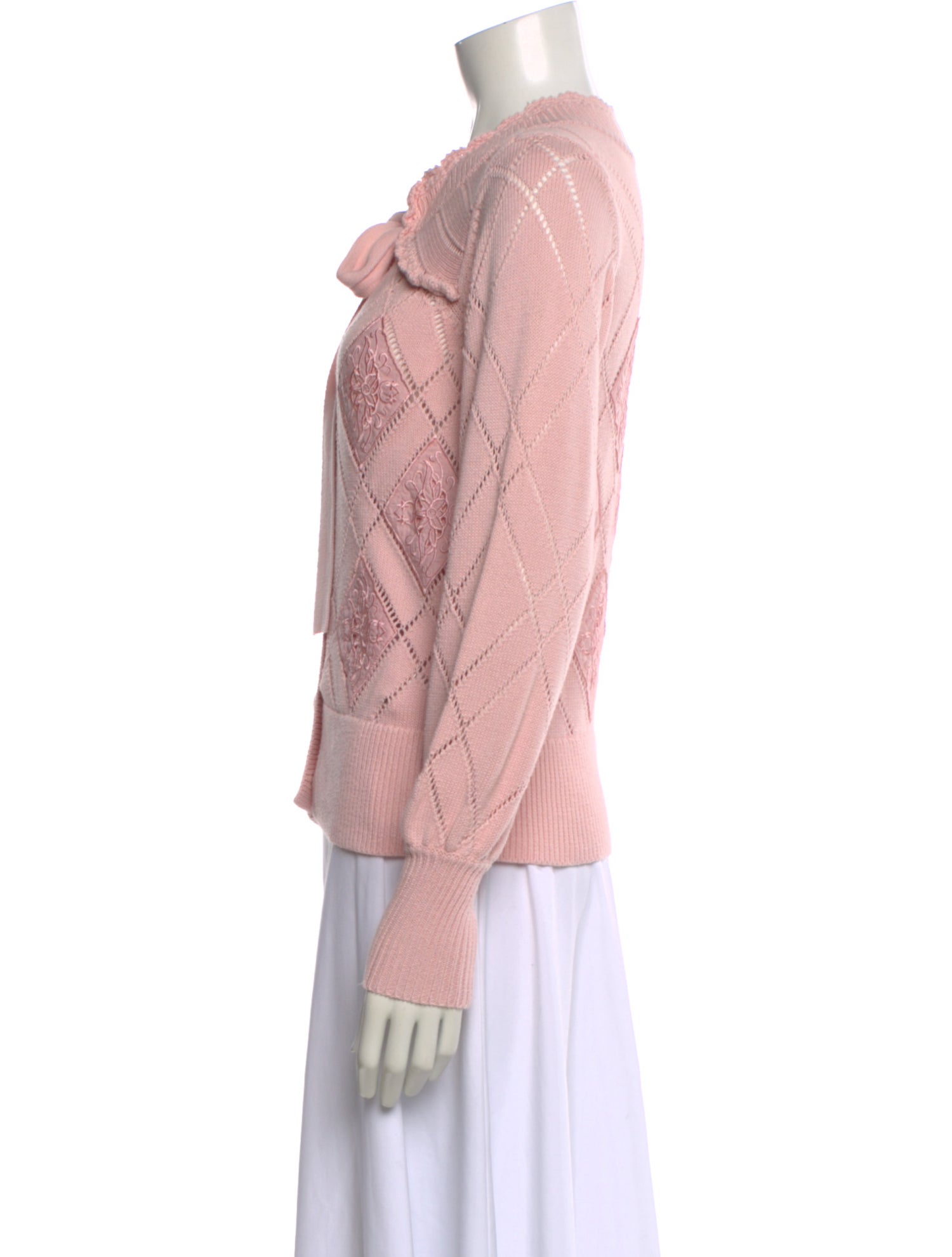 LoveShackFancy Floral Print Tie Neck Sweater