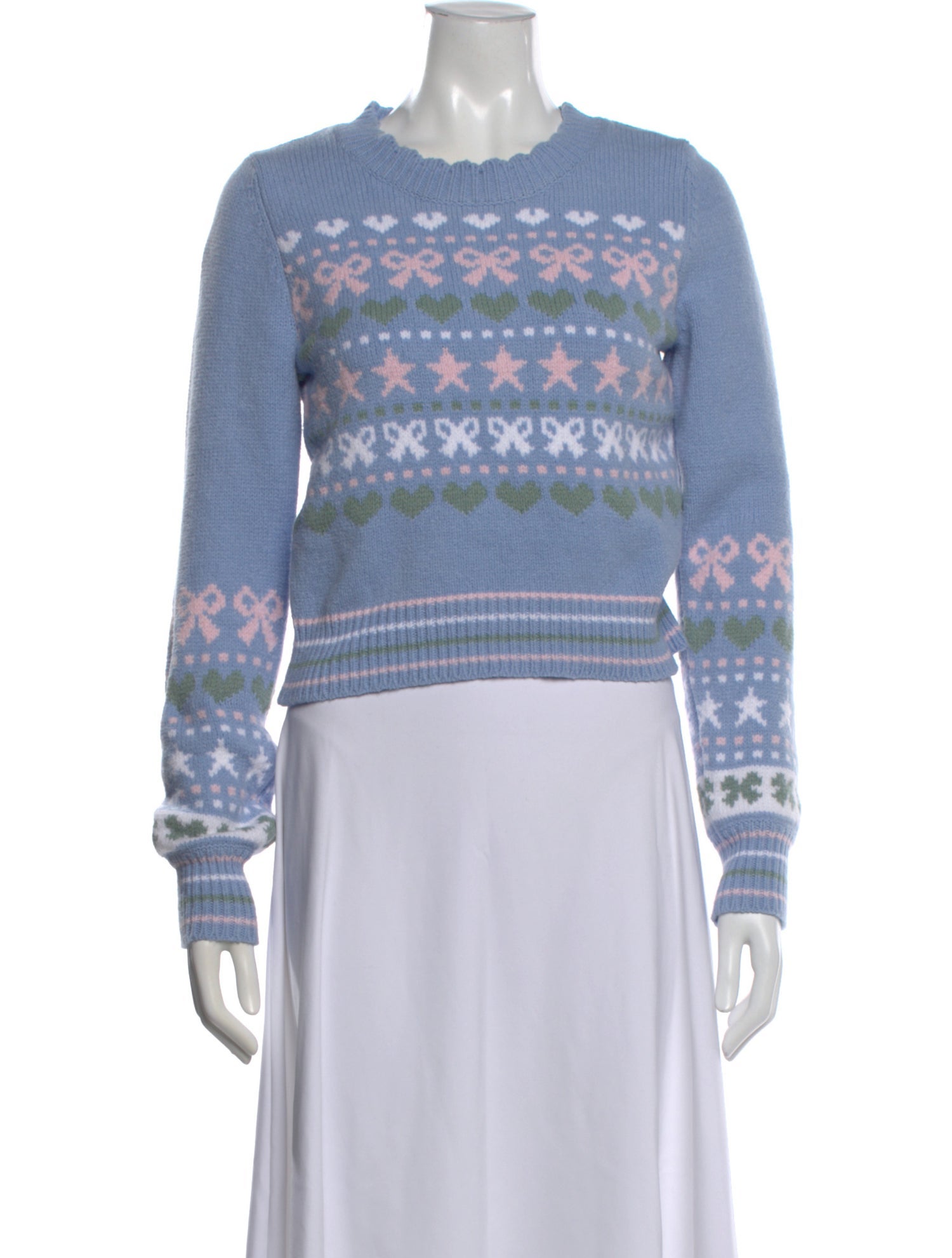LoveShackFancy Patterned Crew Neck Sweater