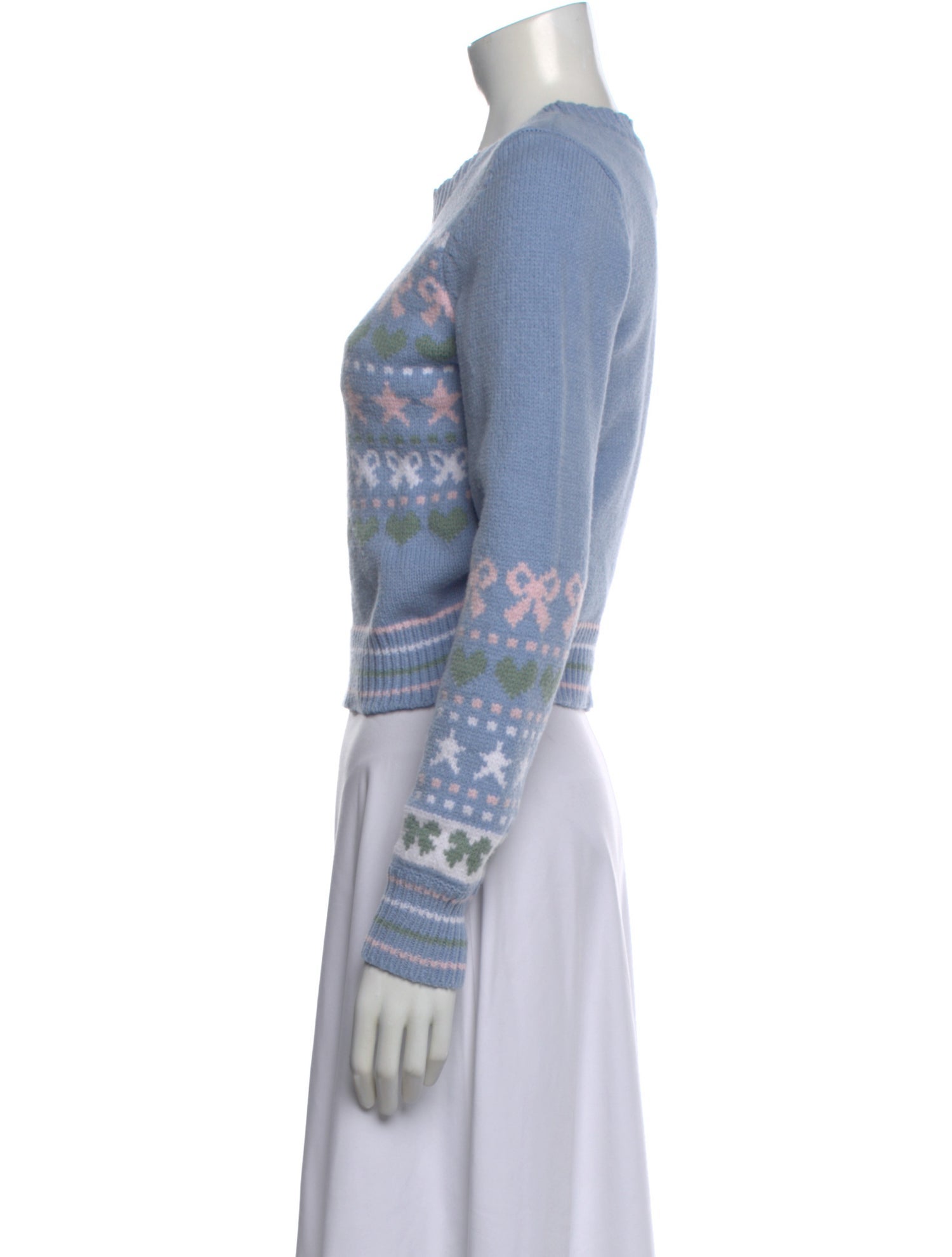 LoveShackFancy Patterned Crew Neck Sweater
