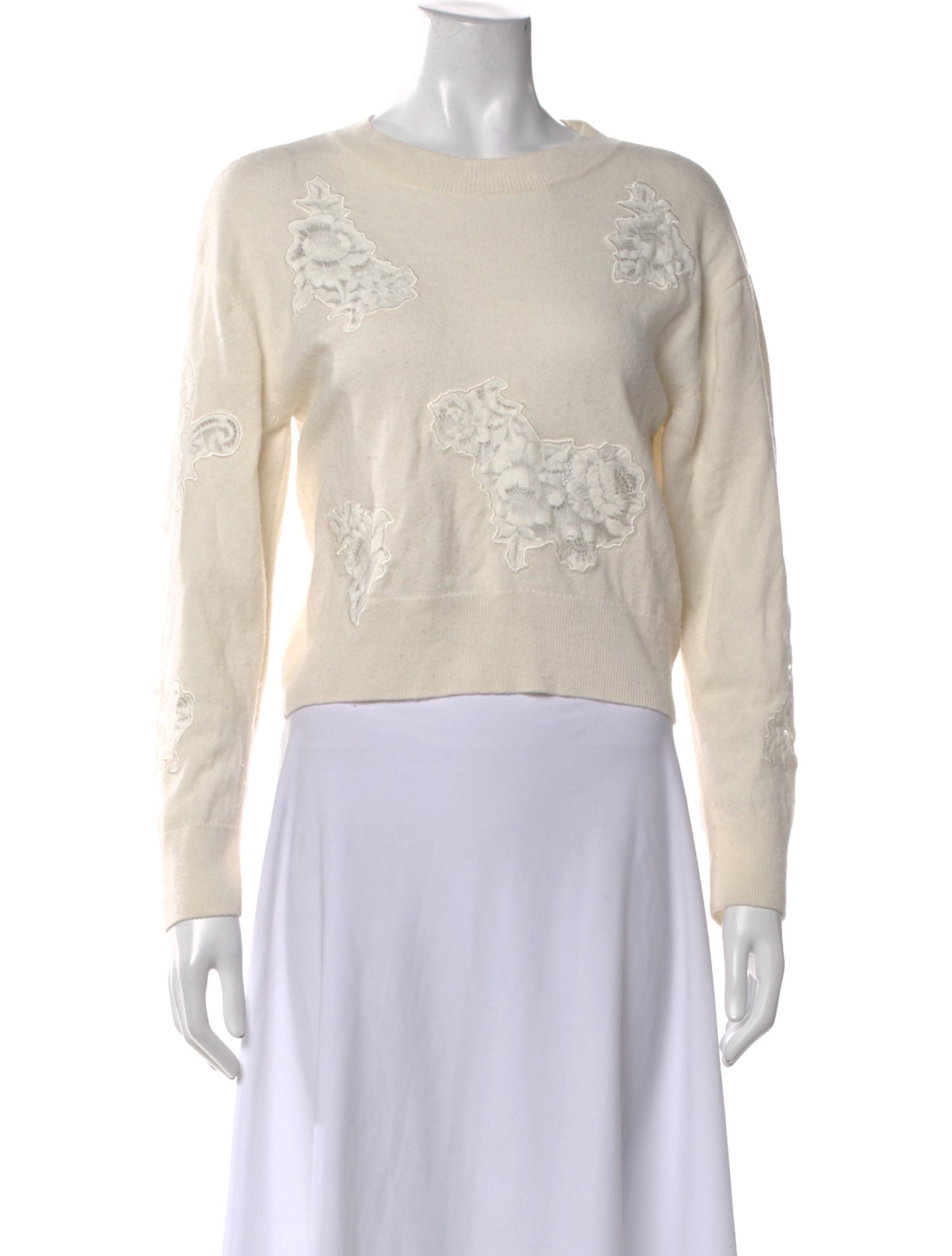 LoveShackFancy Wool Floral Print Sweater
