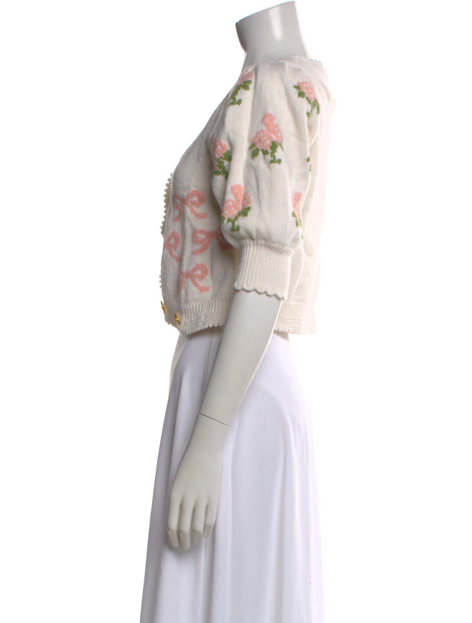 LoveShackFancy Floral Print V-Neck Sweater w/ Tags