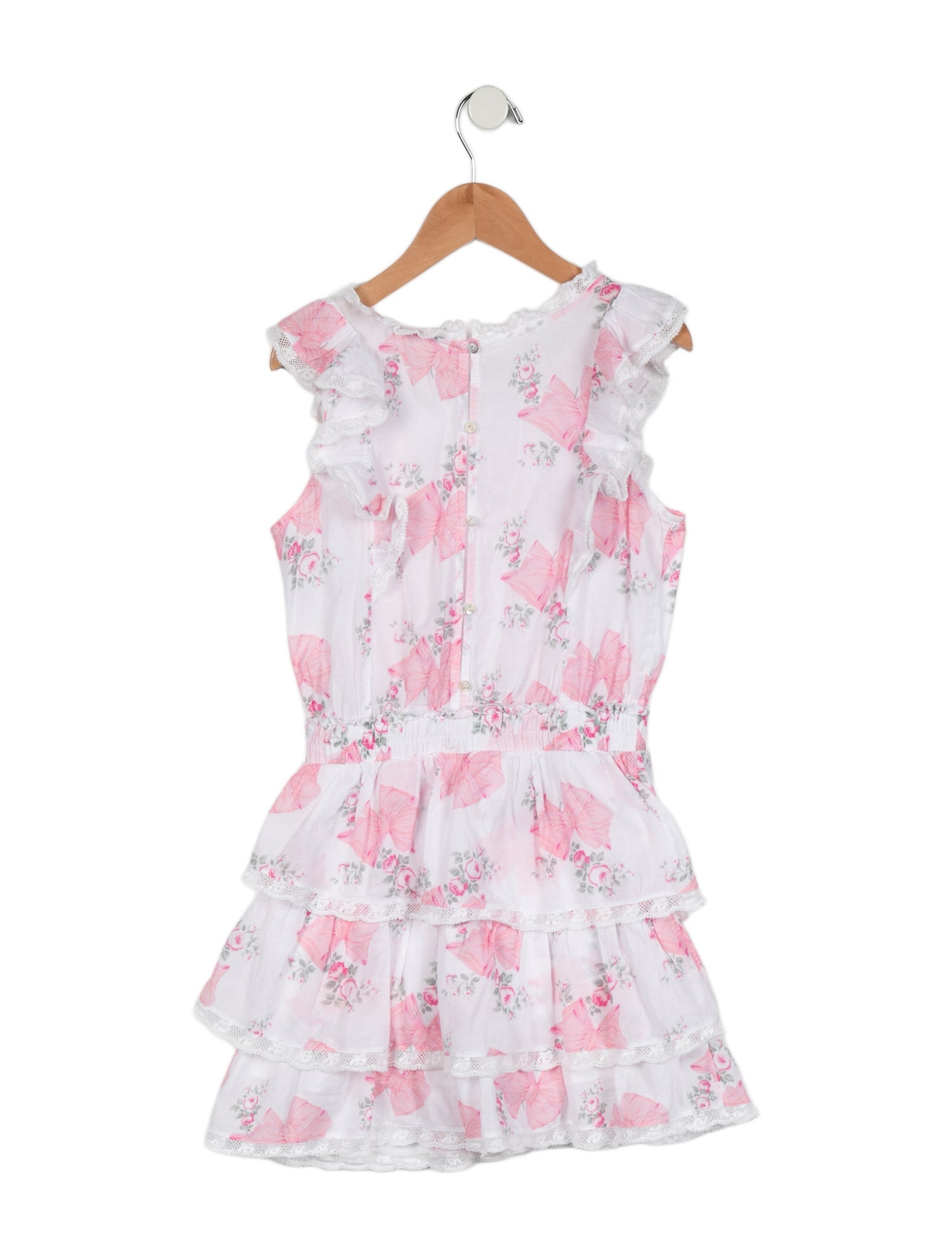 LoveShackFancy Girls' Crochet Trim Printed Dress