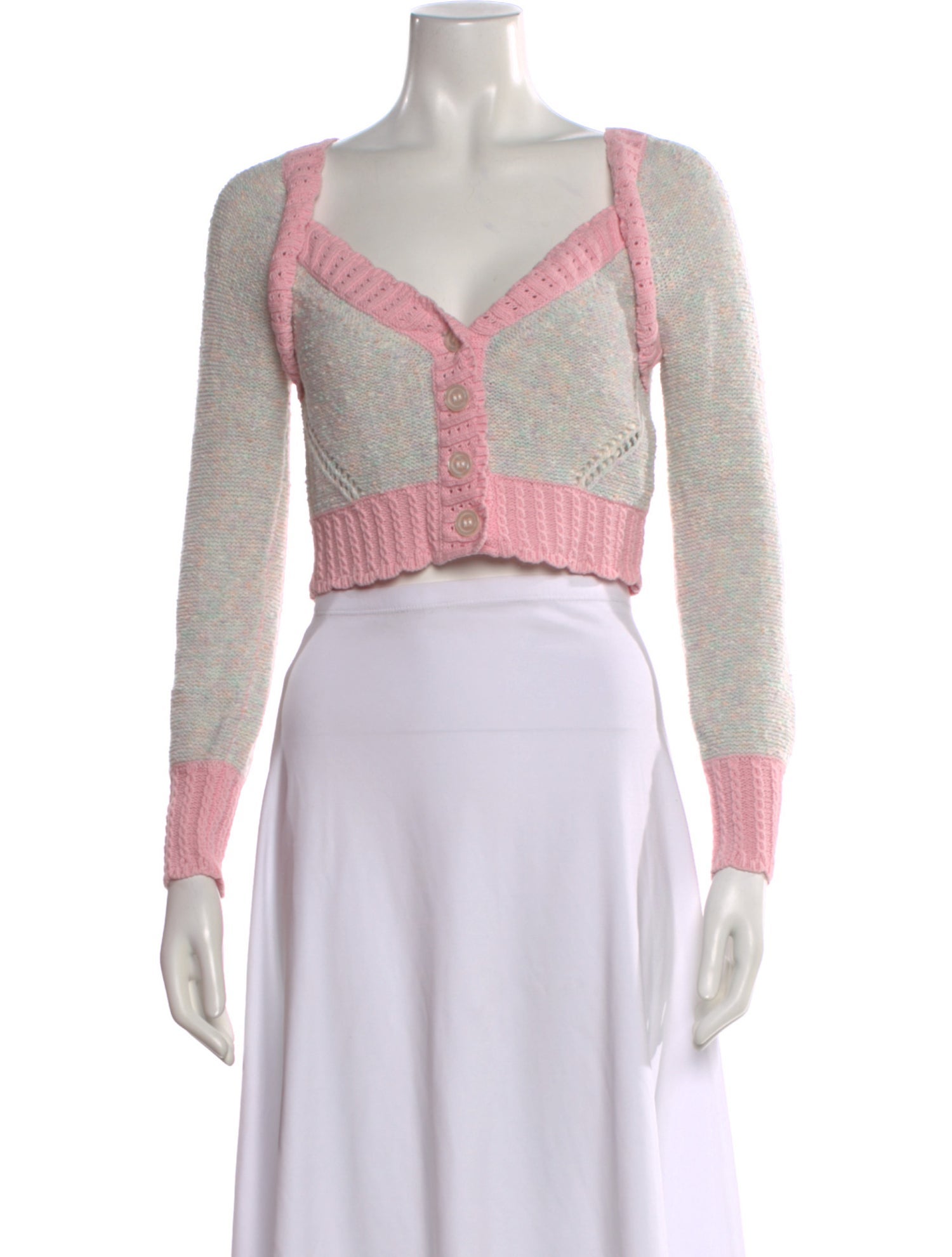 LoveShackFancy Patterned V-Neck Sweater