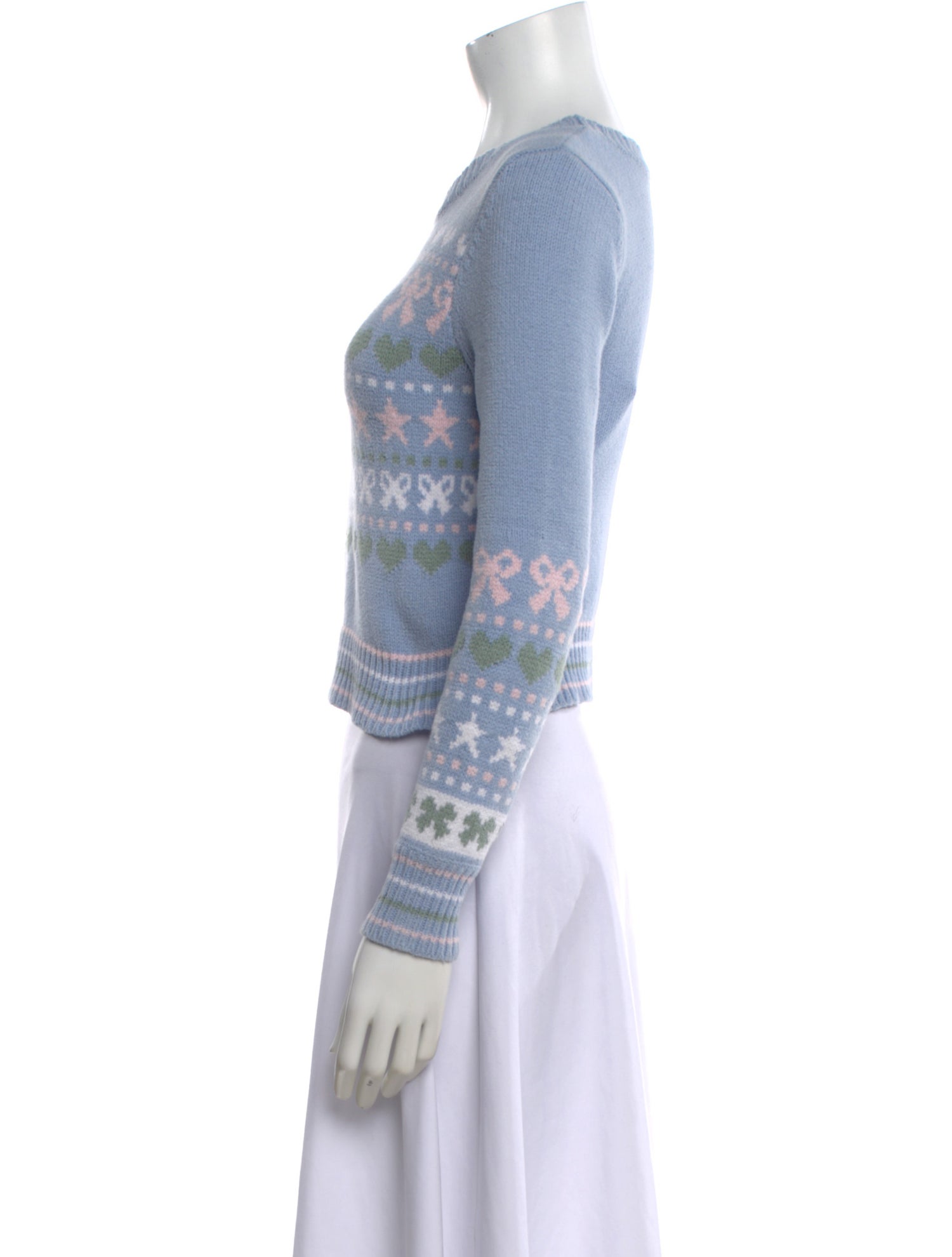 LoveShackFancy Patterned Crew Neck Sweater