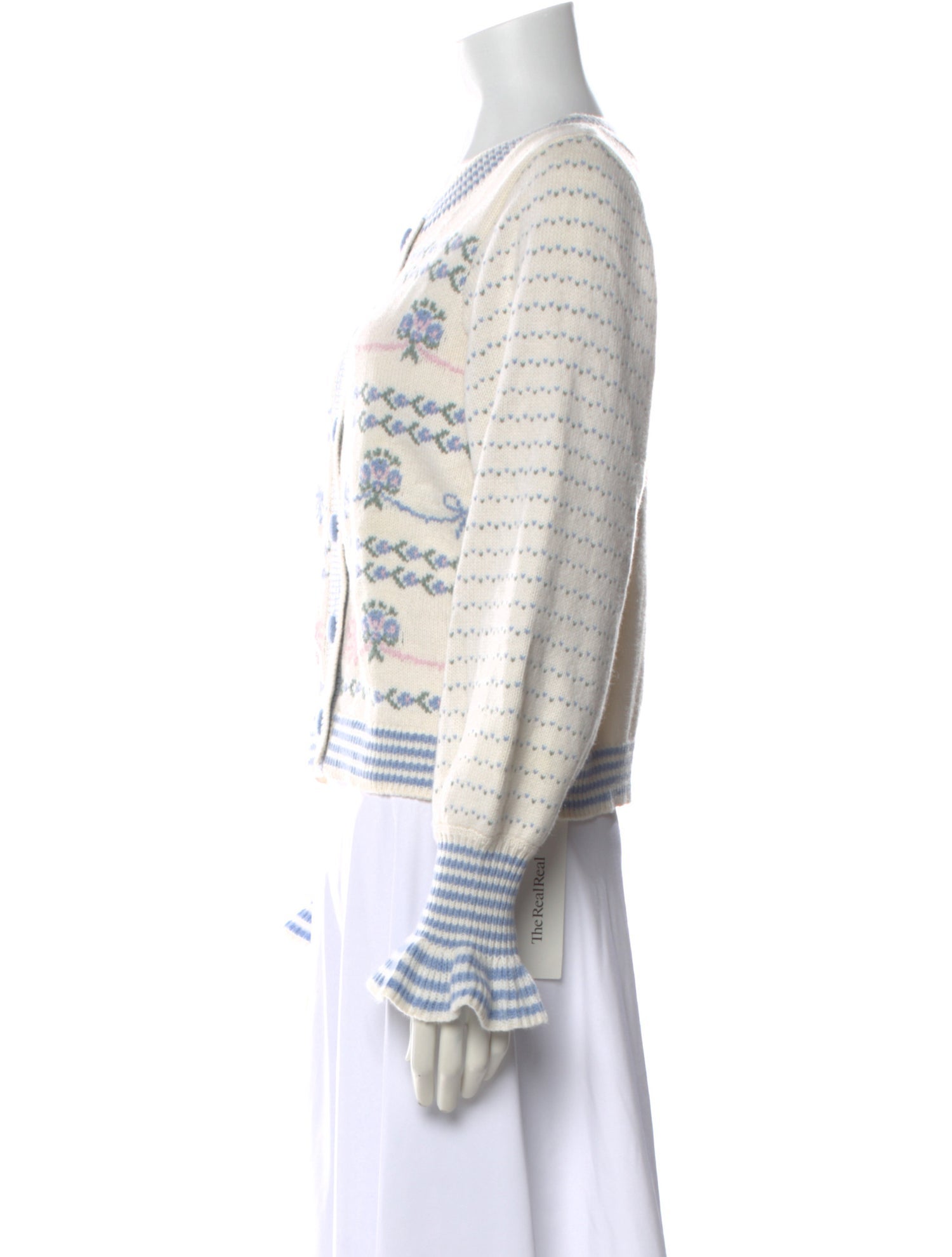 LoveShackFancy Floral Print Crew Neck Sweater