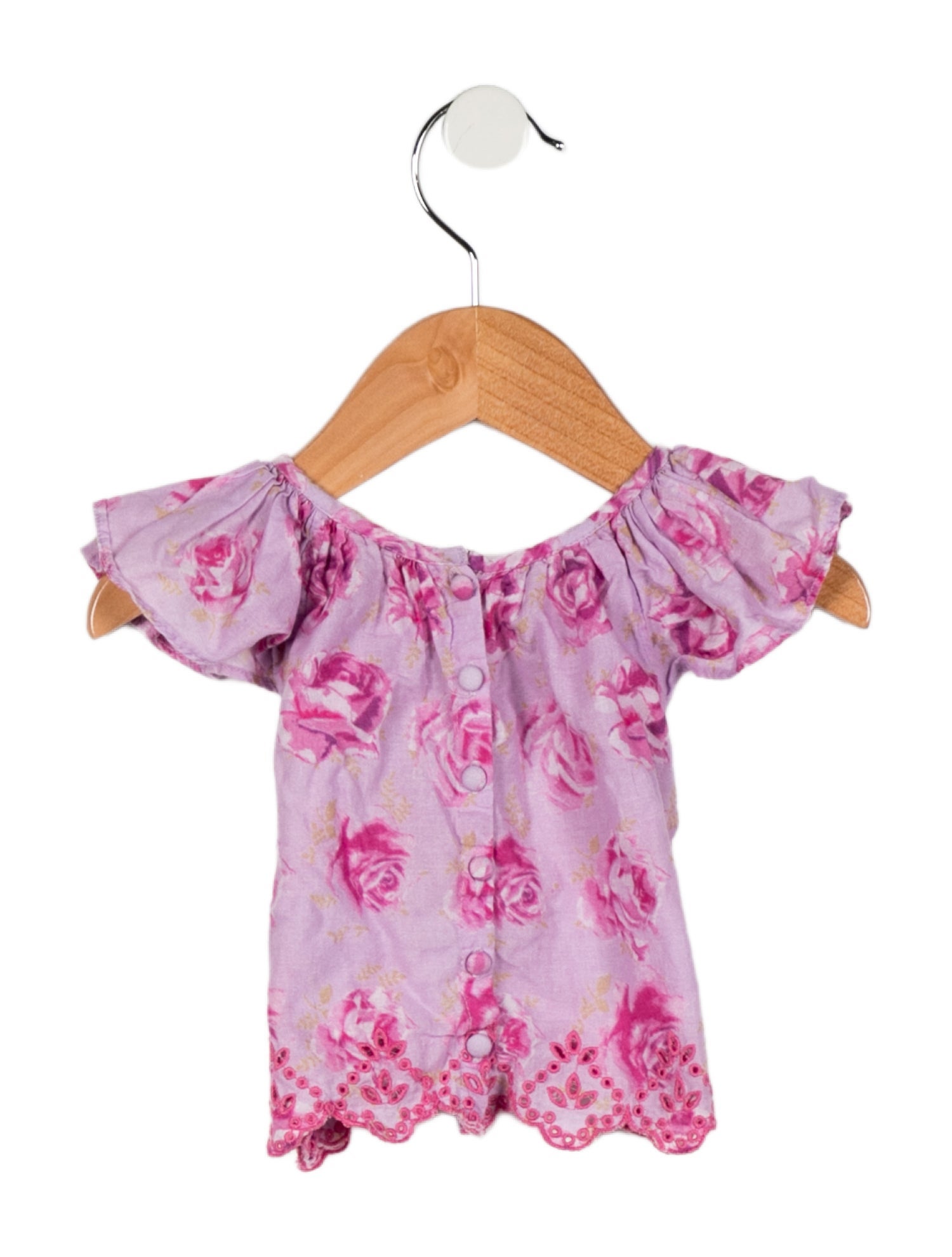 LoveShackFancy Infant Girls' Eyelet Trim Ruffled Blouse