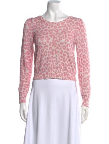 Pre-owned Loveshackfancy Animal Print Crew Neck Sweater In Pink