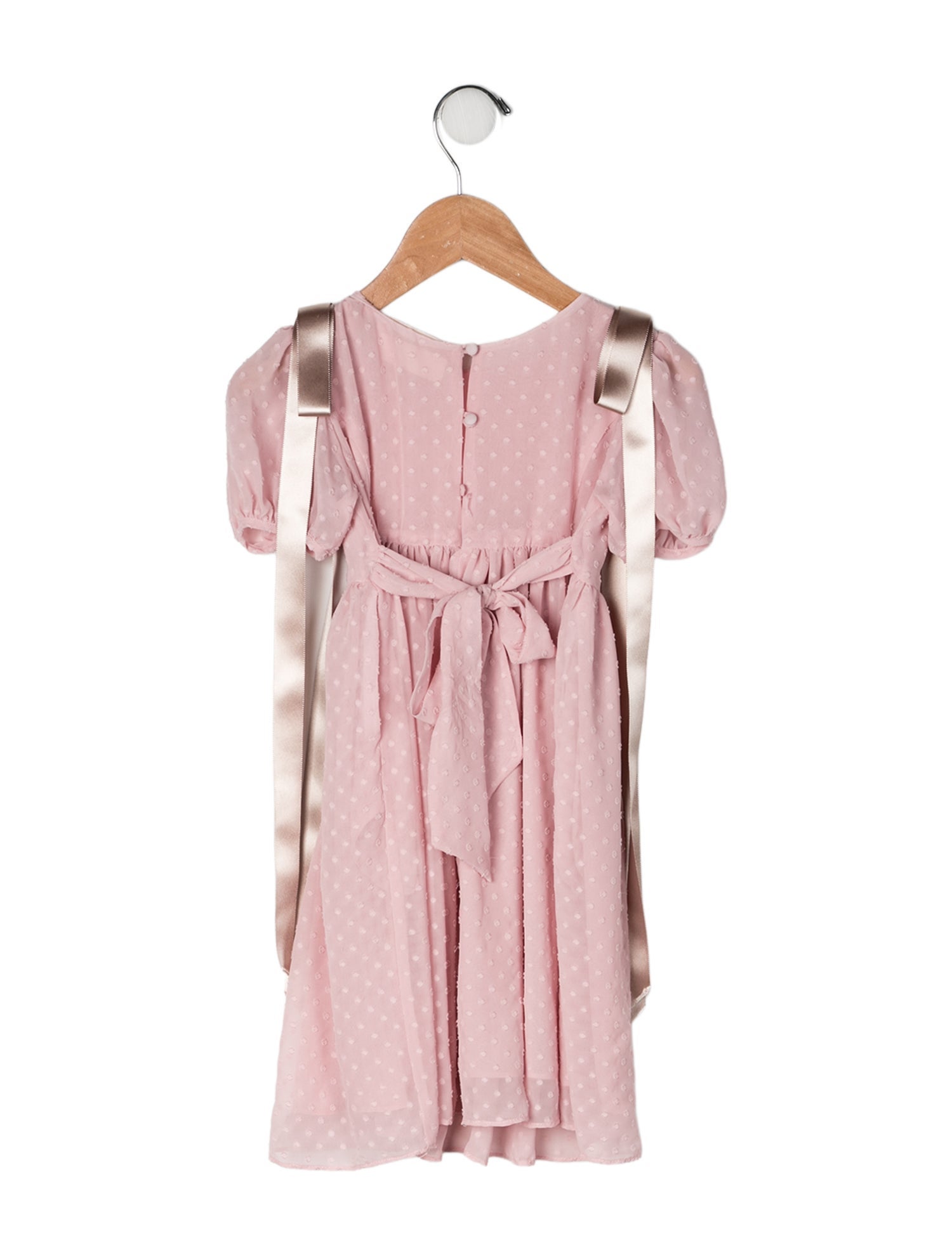 LoveShackFancy Bow Accent Short Sleeve Dress