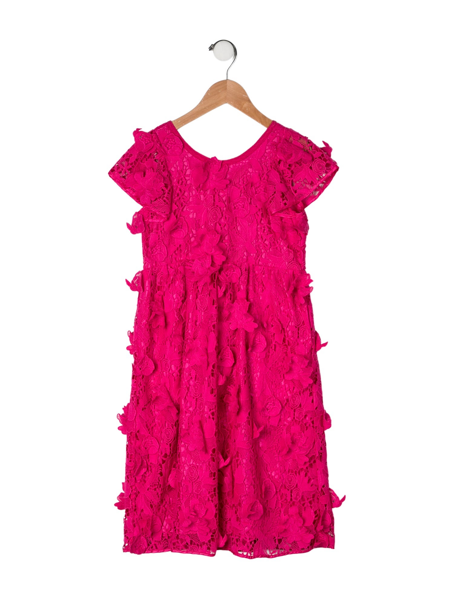 LoveShackFancy Mesh And Embroidered Accent Short Sleeve Dress