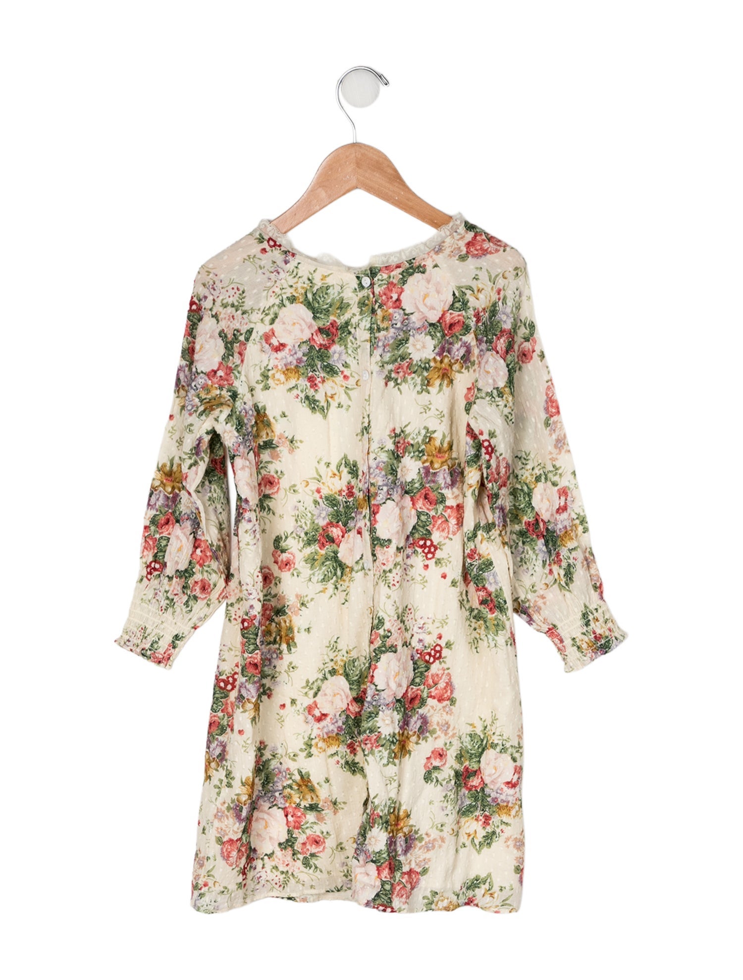 LoveShackFancy Cotton Floral Print Long Sleeve Dress