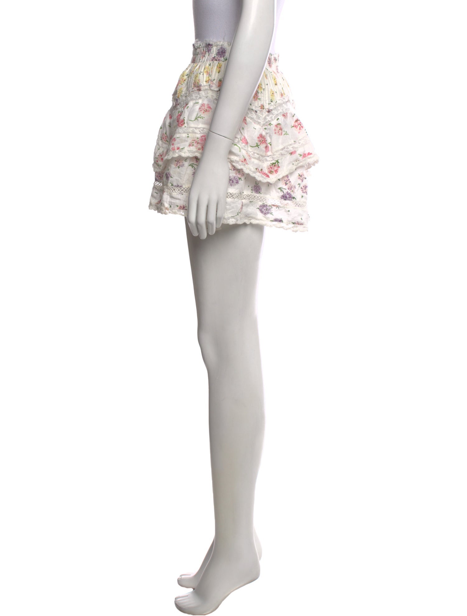 LoveShackFancy Floral Print Mini Skirt