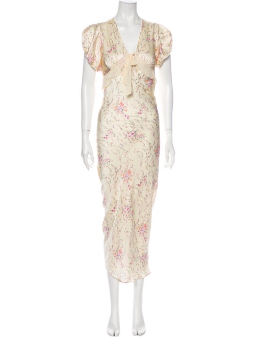 LoveShackFancy Silk Long Dress Yellow