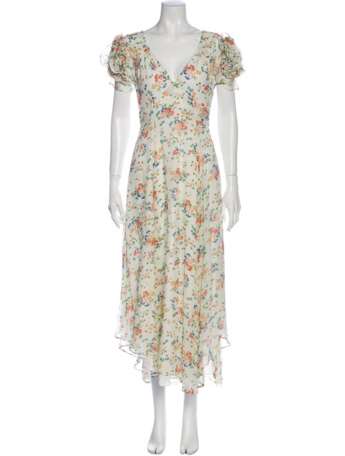 LoveShackFancy Silk Long Dress Green