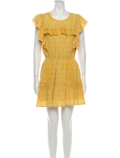 LoveShackFancy Lace Pattern Mini Dress Gold
