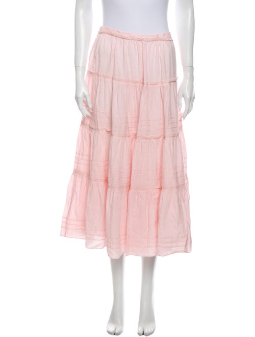 LoveShackFancy Silk Midi Length Skirt Pink