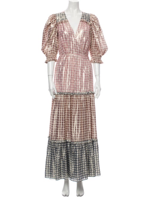 LoveShackFancy Silk Long Dress Metallic