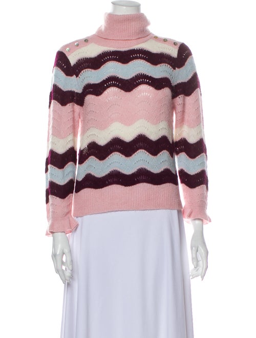 LoveShackFancy Striped Turtleneck Sweater Pink