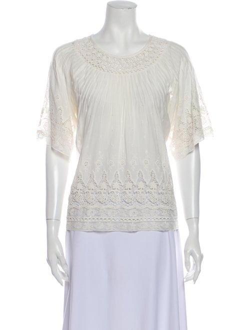 LoveShackFancy Scoop Neck Short Sleeve Top