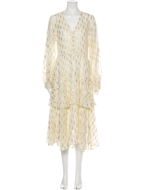 LoveShackFancy Silk Long Dress Yellow