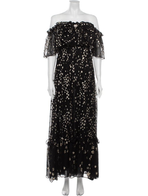 LoveShackFancy Silk Long Dress Black