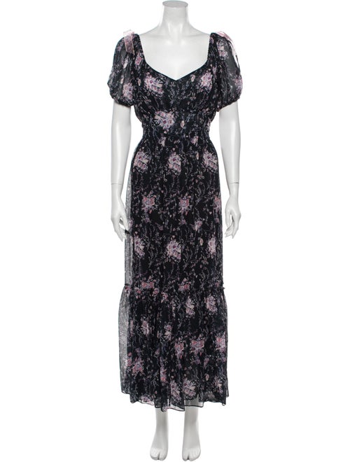 LoveShackFancy Silk Long Dress Black