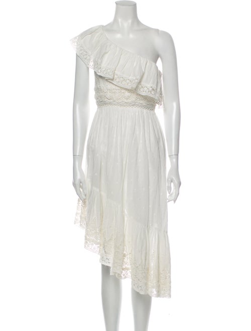 LoveShackFancy One-Shoulder Knee-Length Dress Whit