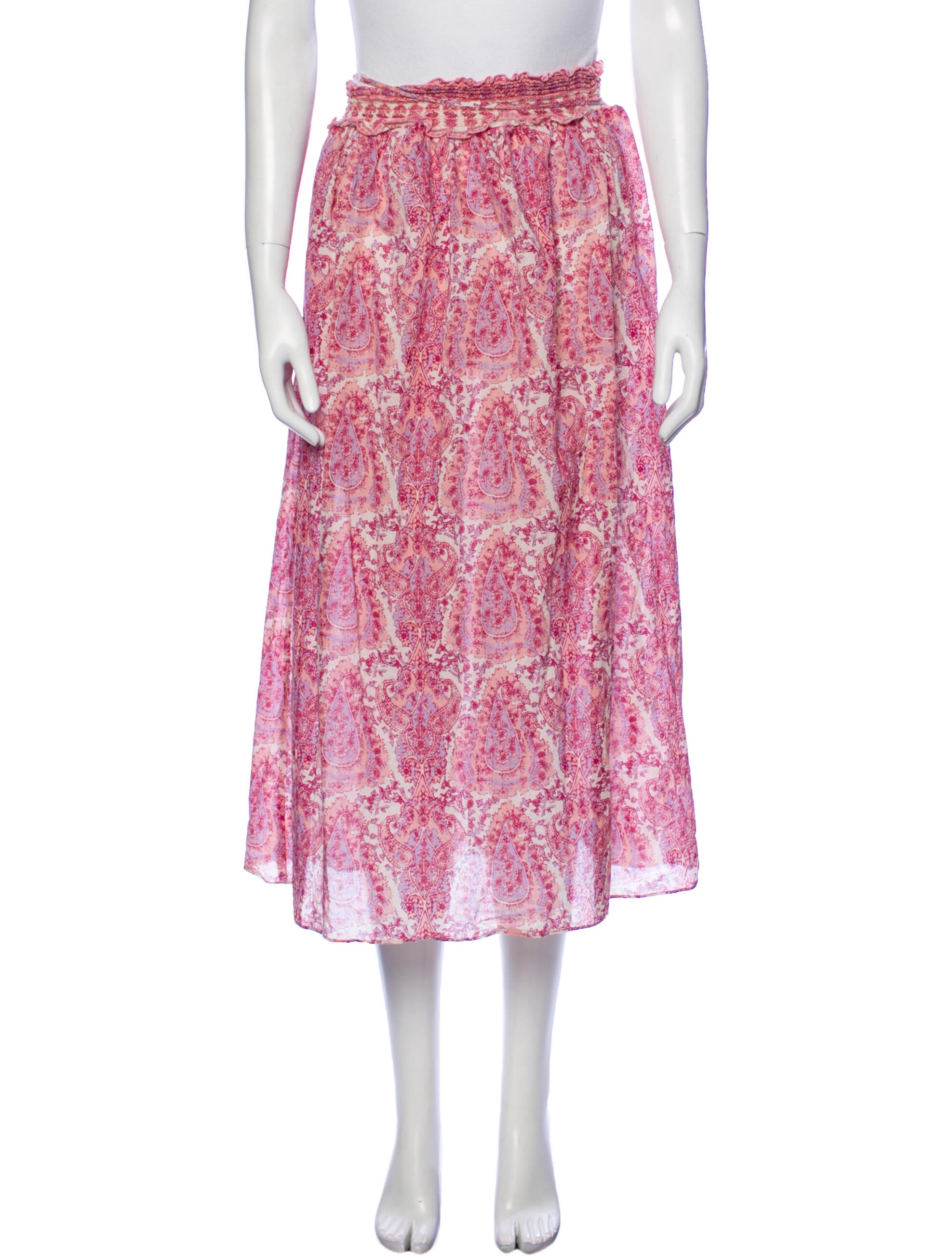 LoveShackFancy Paisley Print Midi Length Skirt