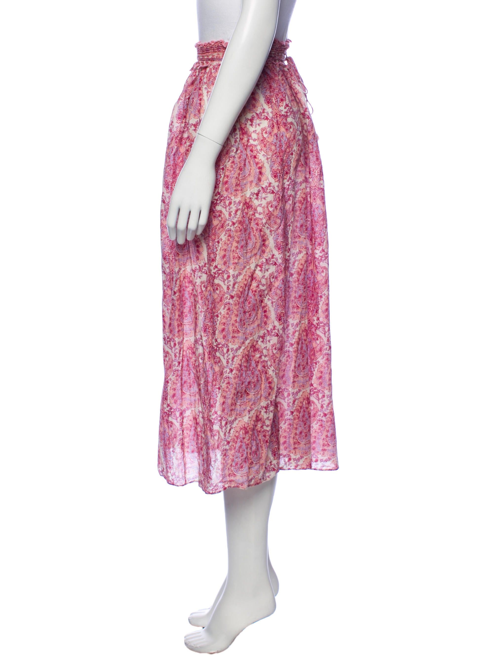 LoveShackFancy Paisley Print Midi Length Skirt