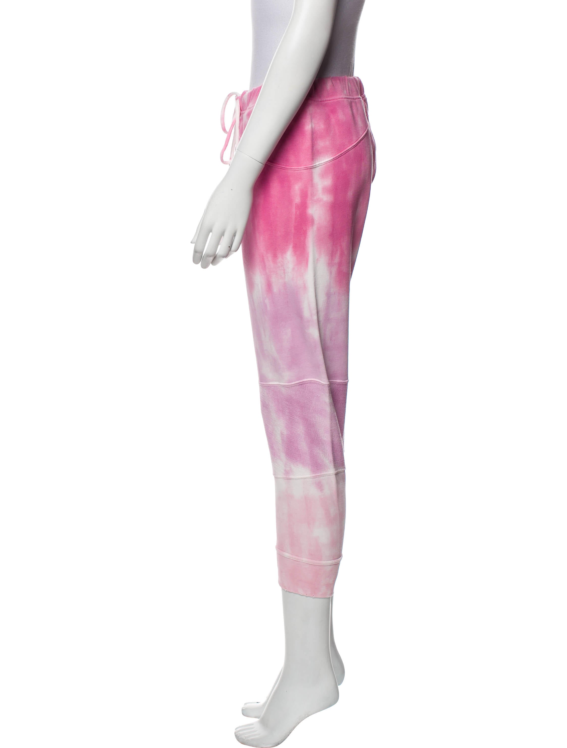 LoveShackFancy Tie-Dye Print Raw-Edge Trim Sweatpants