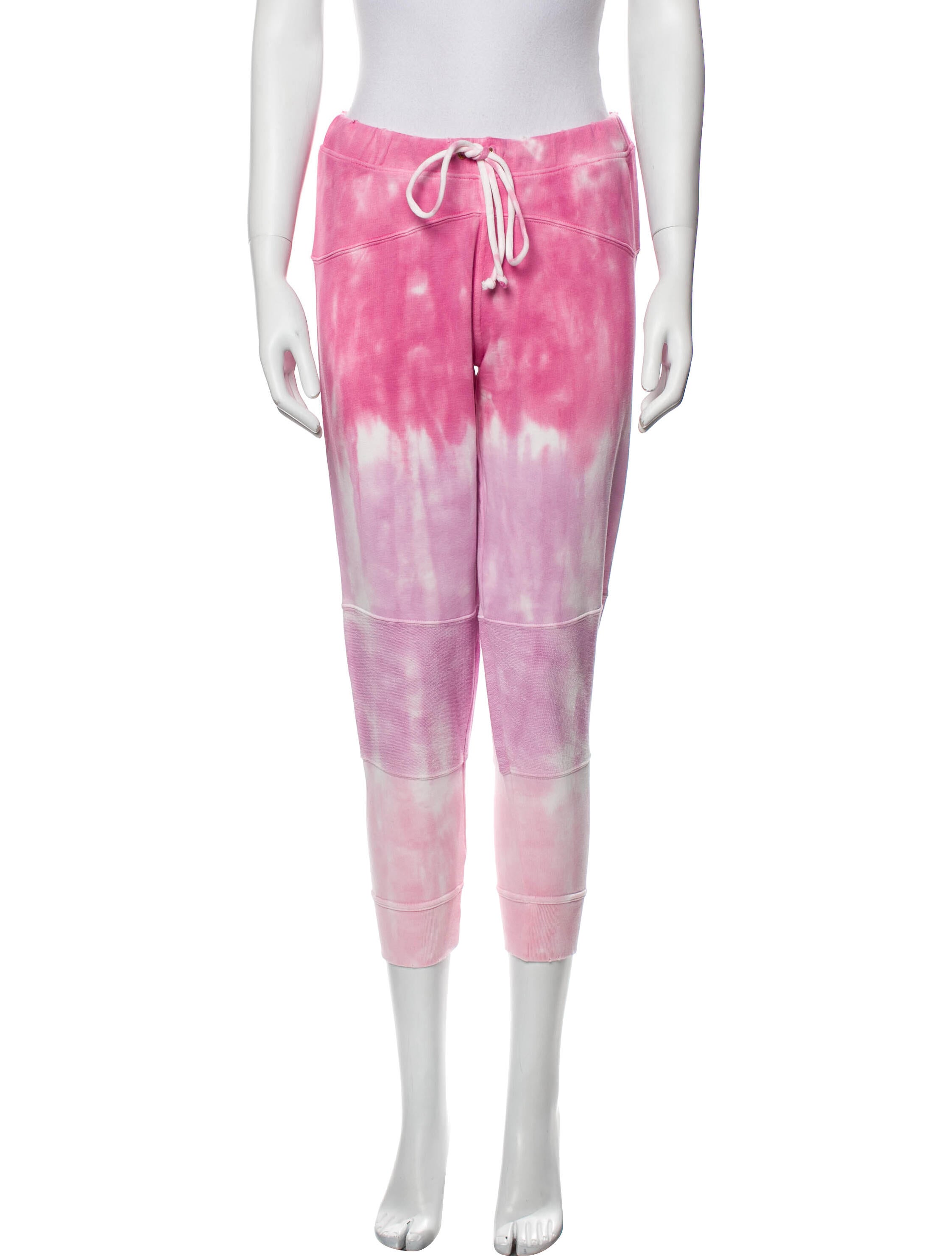 LoveShackFancy Tie-Dye Print Raw-Edge Trim Sweatpants